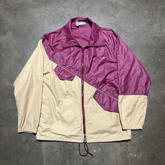 Vintage 80s Asics Tiger Burgundy Light Jacket - Picture 1 of 3